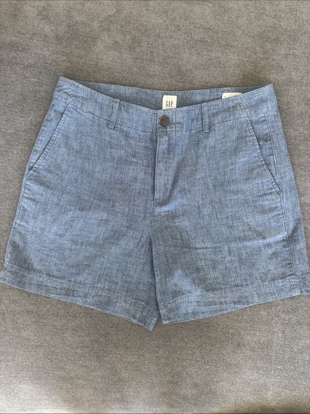 GAP Women's Chambray Light Blue Linen-Blend Shorts